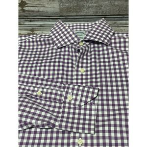 Brooks Brothers Dress Shirt‎ Purple White Check Soze 15.5-32
